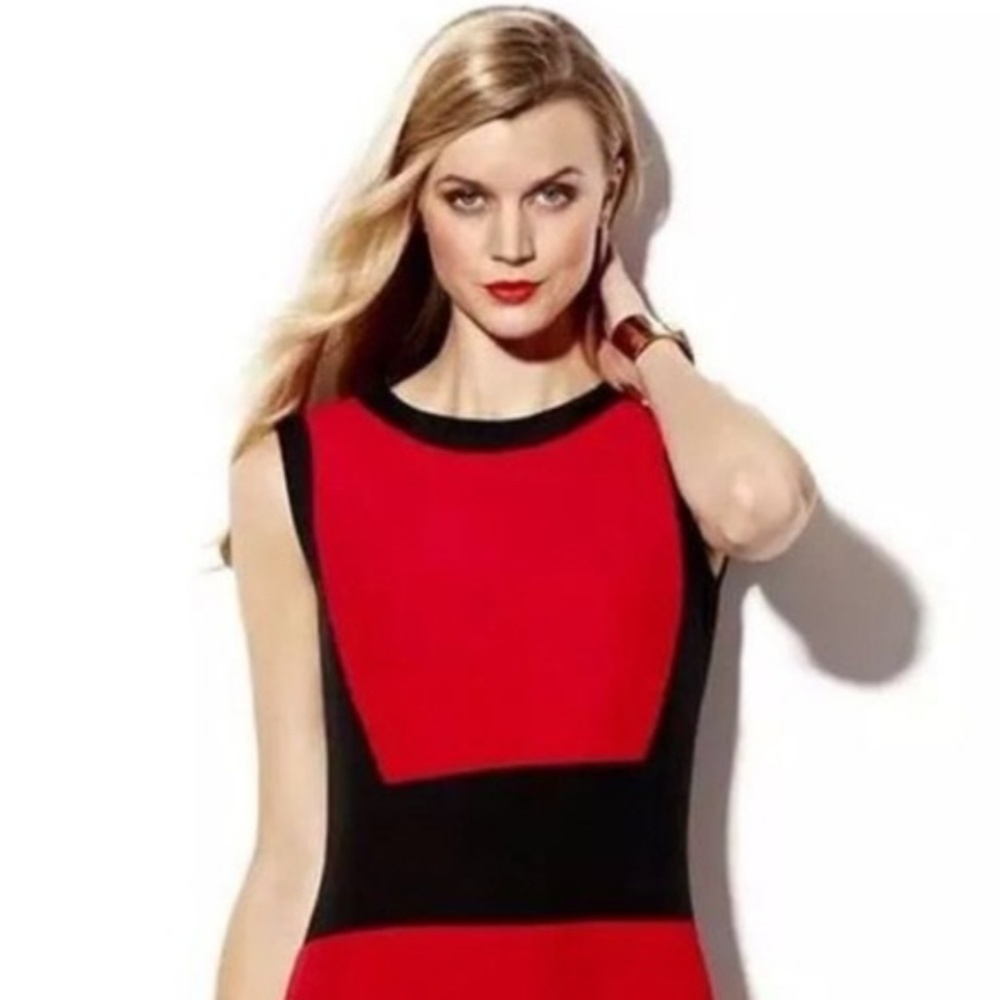 Vince Camuto Red And Black Color Block Dress - image 2